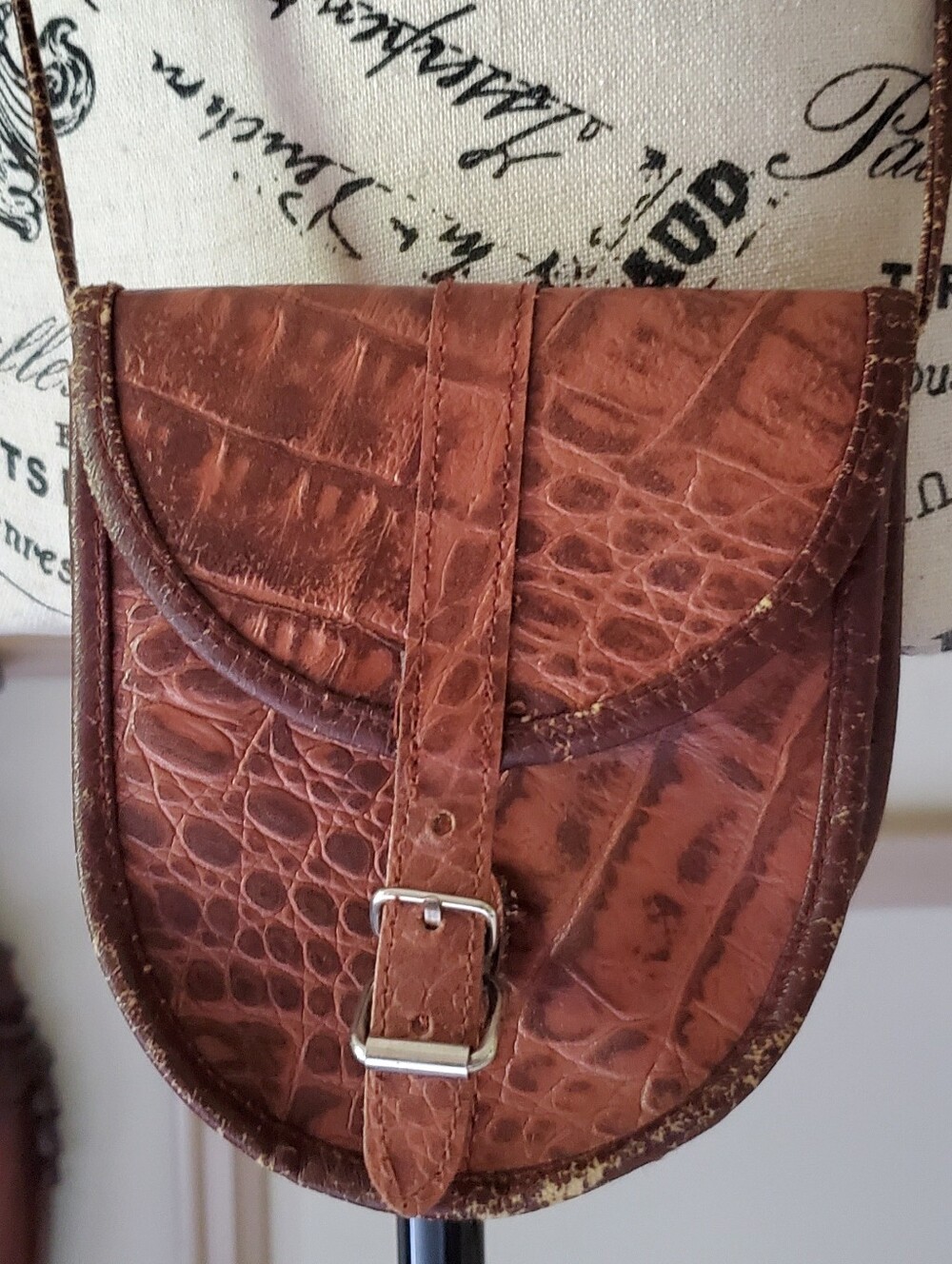 Vintage Mini Saddle Bag Brown Leather Boho Crossbody Purse